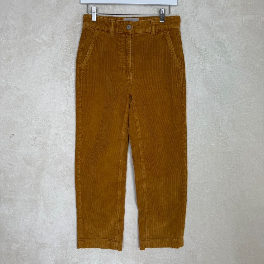Everlane Corduroy Straight Leg High Rise Pants Ochre Yellow Size 4 Retro Classic